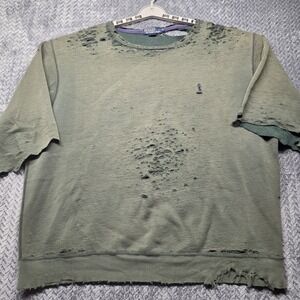 Vintage Y2K Polo‎ Ralph Lauren Distressed Crewneck Sweatshirt Men's XL Green